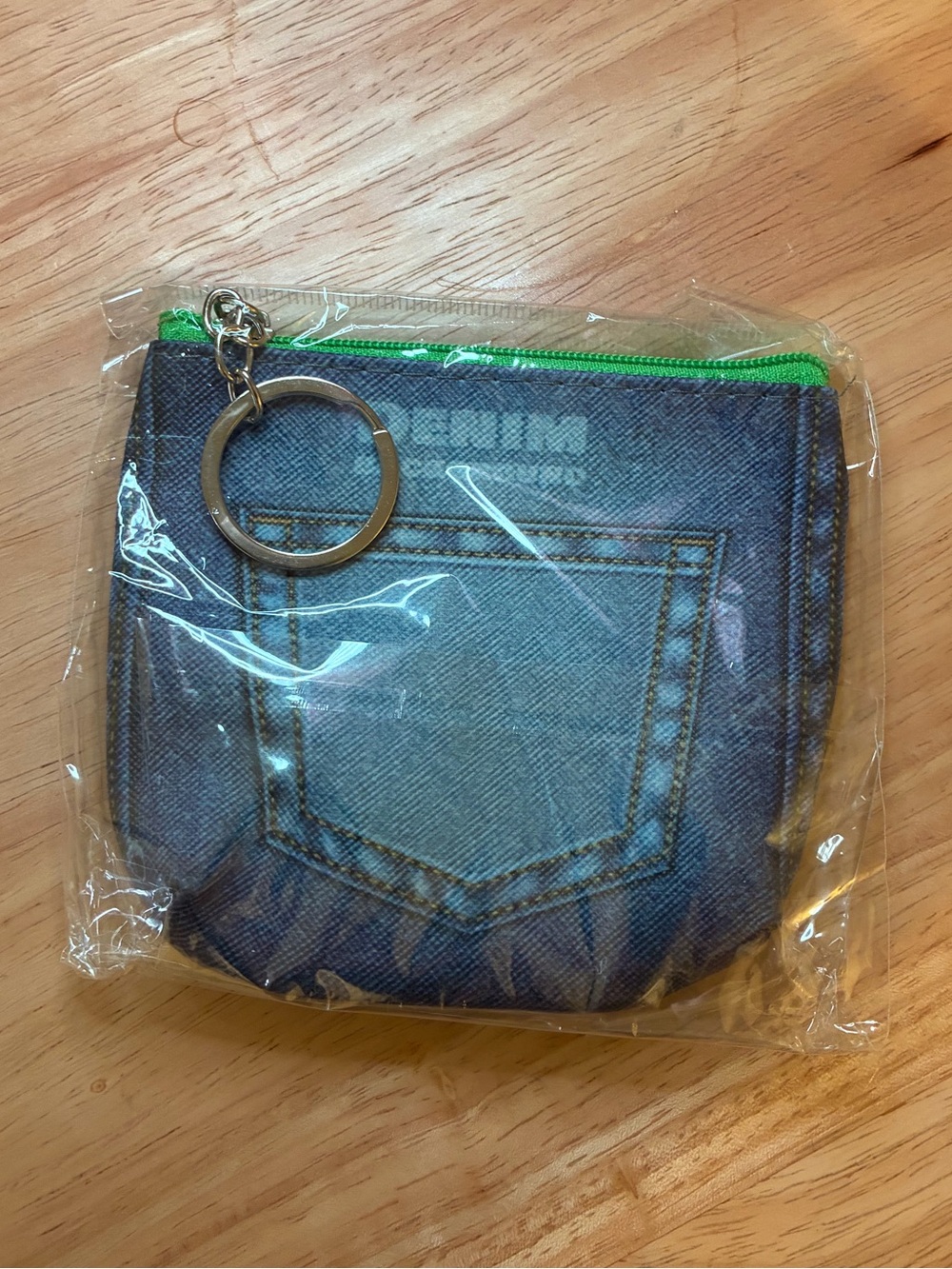 Denim Heart Zip Coin Pouch with Keyring - Blue - Picture 2 of 2